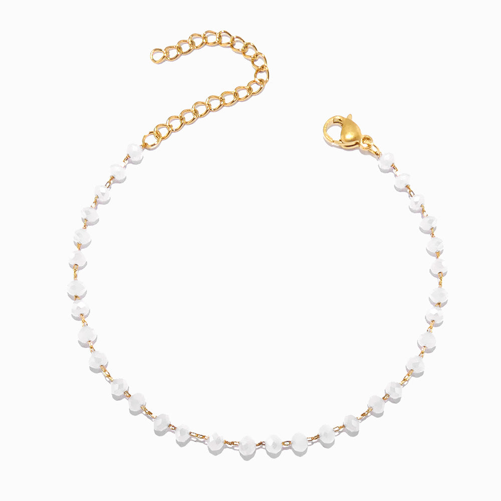 Pulseira com Cristal Branco em Aço Inoxidável
