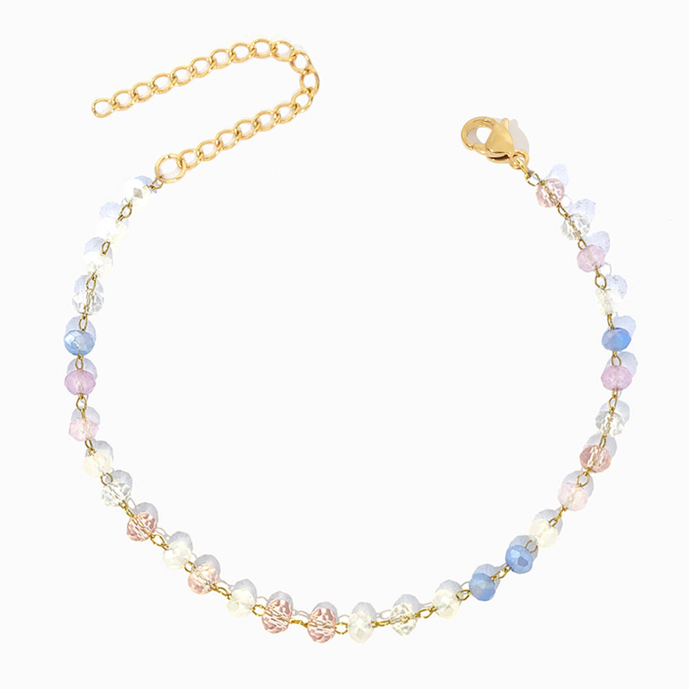 Pulseira de Pé com Cristal Mix em Aço Inoxidável