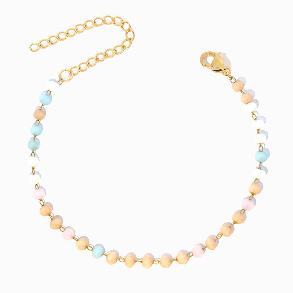 Pulseira de Pé com Cristal Mix em Aço Inoxidável
