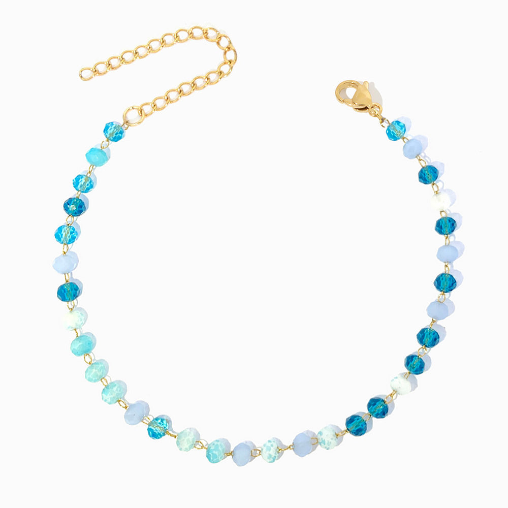 Pulseira de Pé com Cristal Mix em Aço Inoxidável