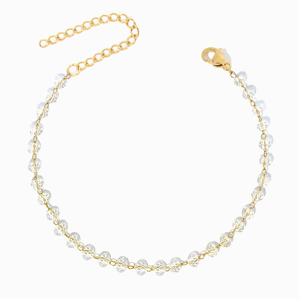 Pulseira com Cristal Transparente em Aço Inoxidável