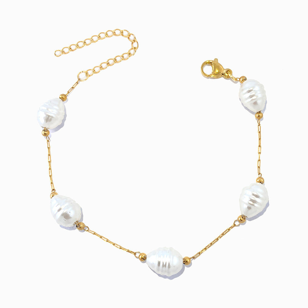 Pulseira com Pérolas Barrocas - Aço Inoxidável