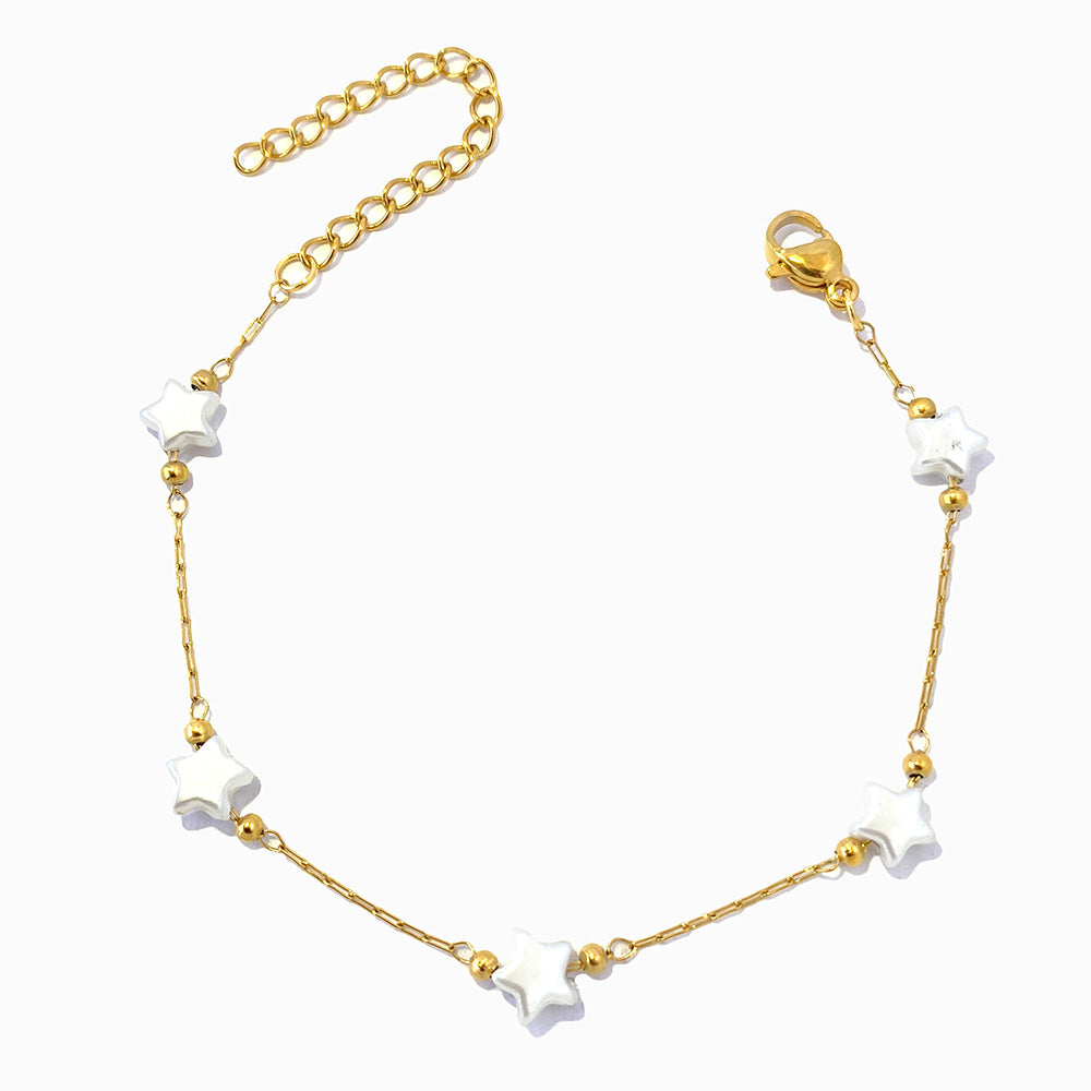 Pulseira com Pérolas Barrocas Estrela - Aço Inoxidável
