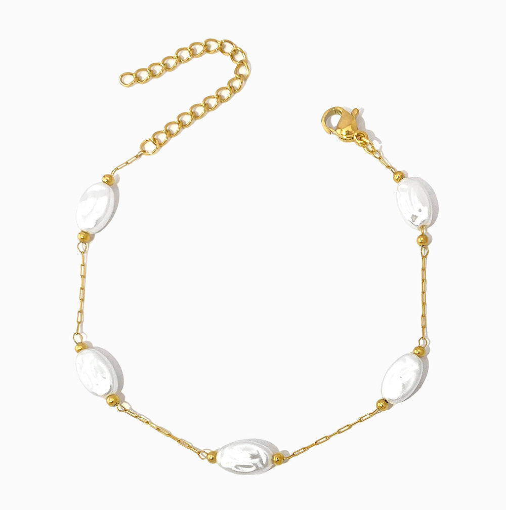 Pulseira com Pérolas Barrocas em Aço Inoxidável