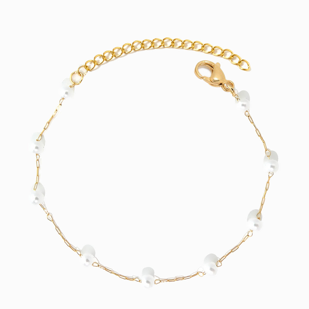 Pulseira com Pérolas em Aço Inoxidável