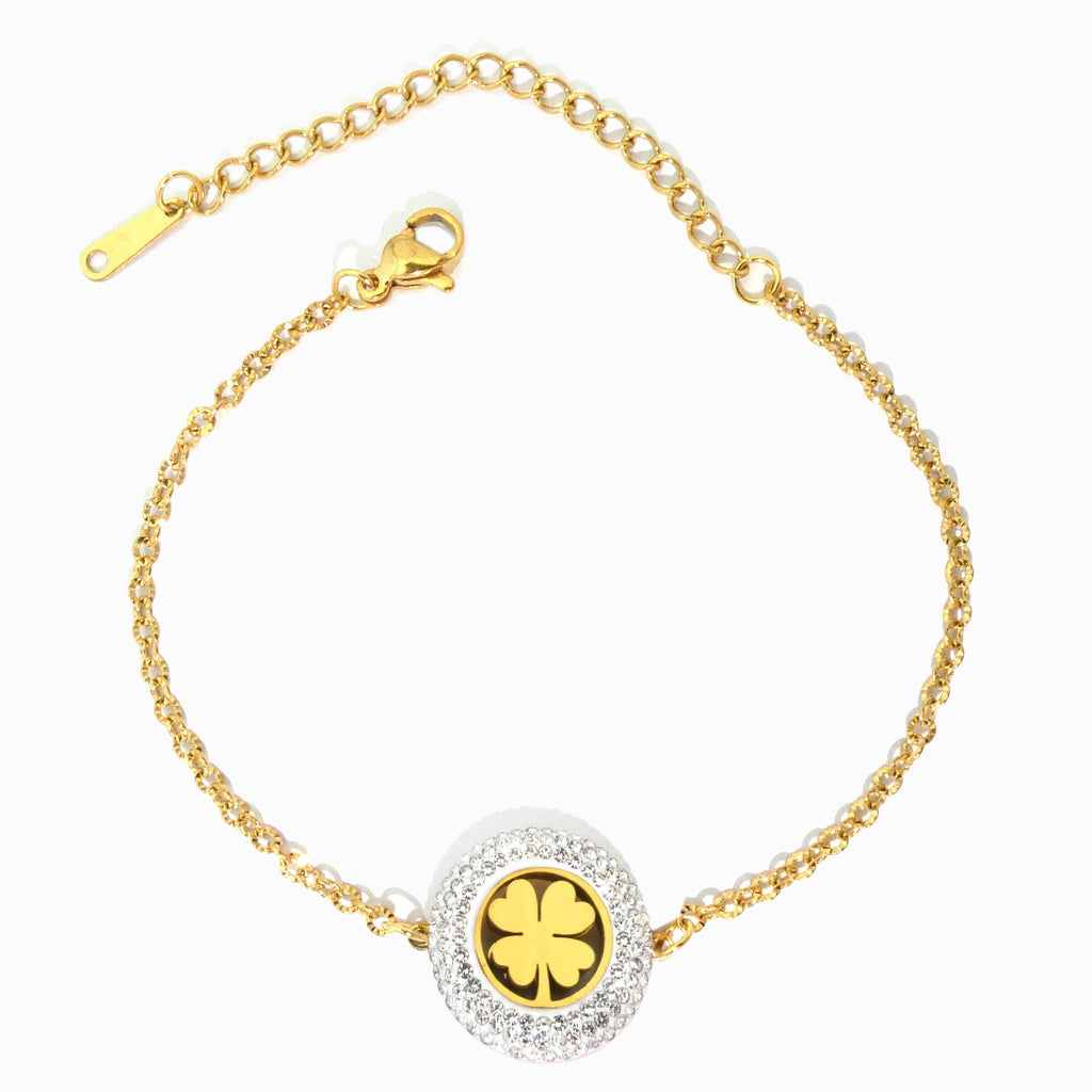 Pulseira com Trevo em Aço Inoxidável