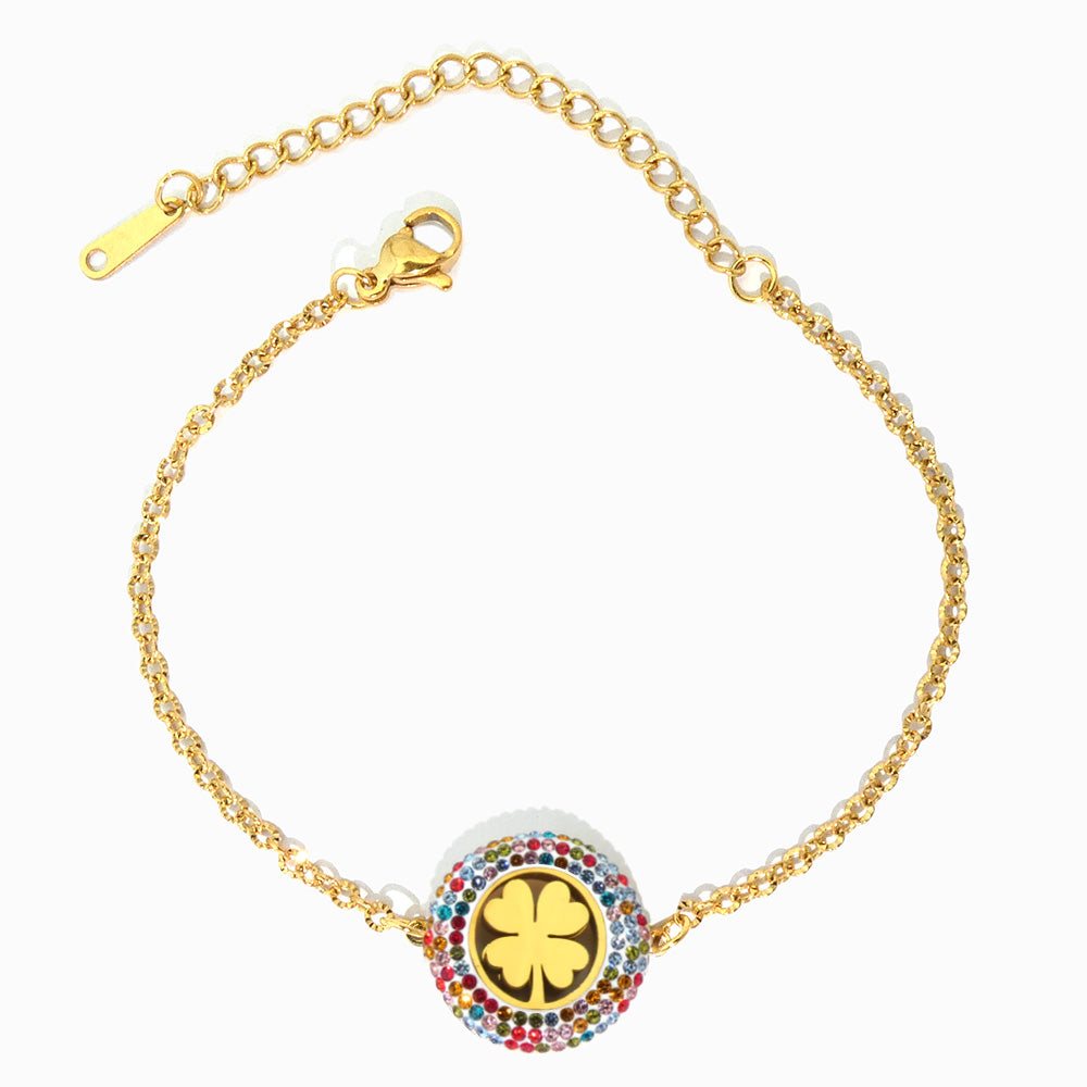 Pulseira com Trevo em Aço Inoxidável