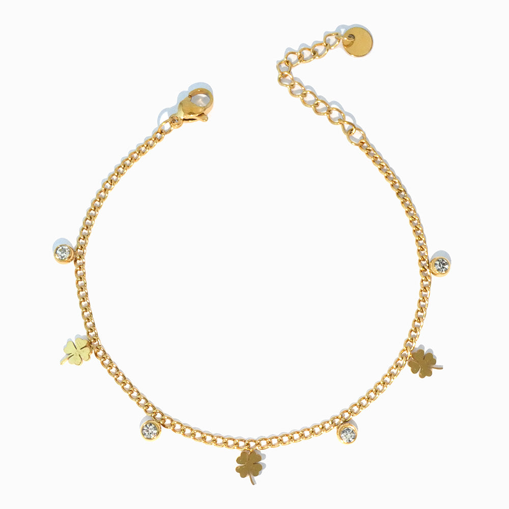 Pulseira Minimalista Trevo em Aço Inoxidável