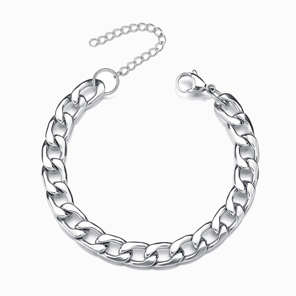 Pulseira Cubana Feminina 8mm em Aço Inoxidável