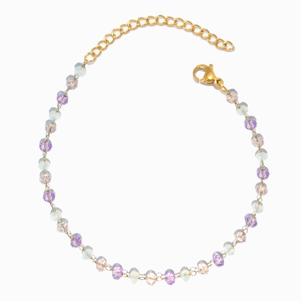 Pulseira de Pé com Cristal em Aço Inoxidável