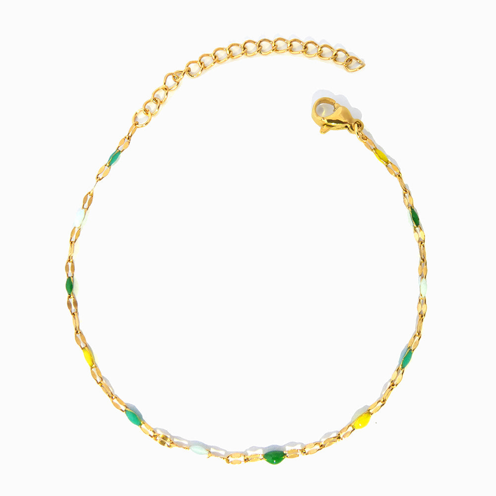 Pulseira de Pé Minimalista em Aço Inoxidável e Esmalte