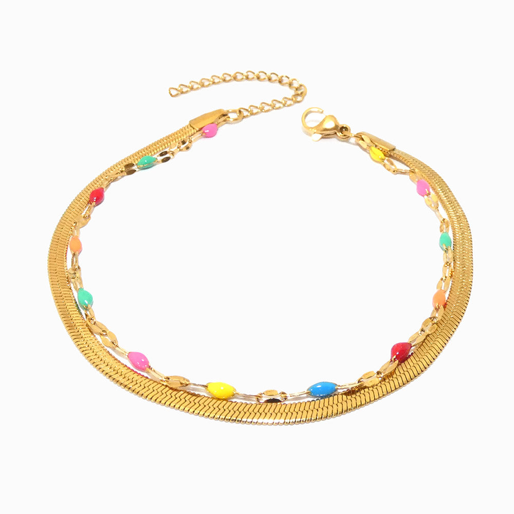 Pulseira Dupla em Aço Inoxidável 18+3cm