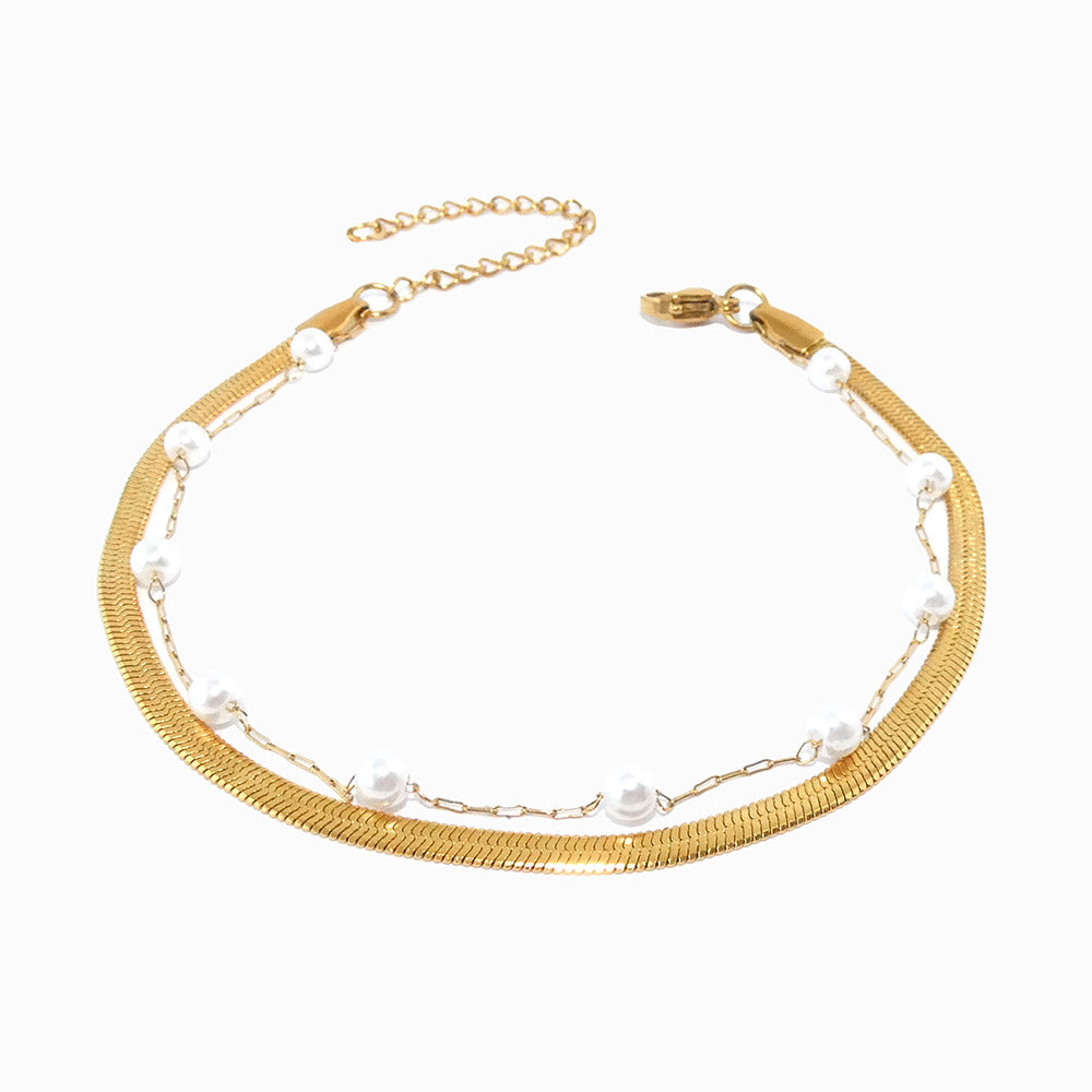 Pulseira Dupla em Aço Inoxidável 18+3cm