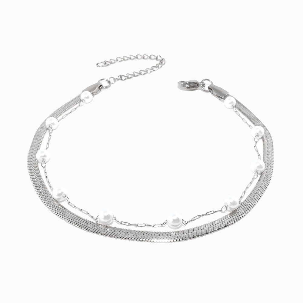 Pulseira Dupla em Aço Inoxidável 18+3cm