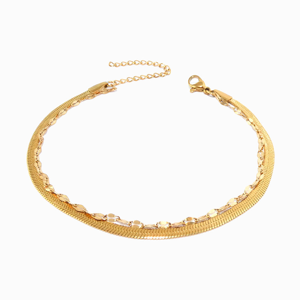 Pulseira Dupla em Aço Inoxidável 18+3cm
