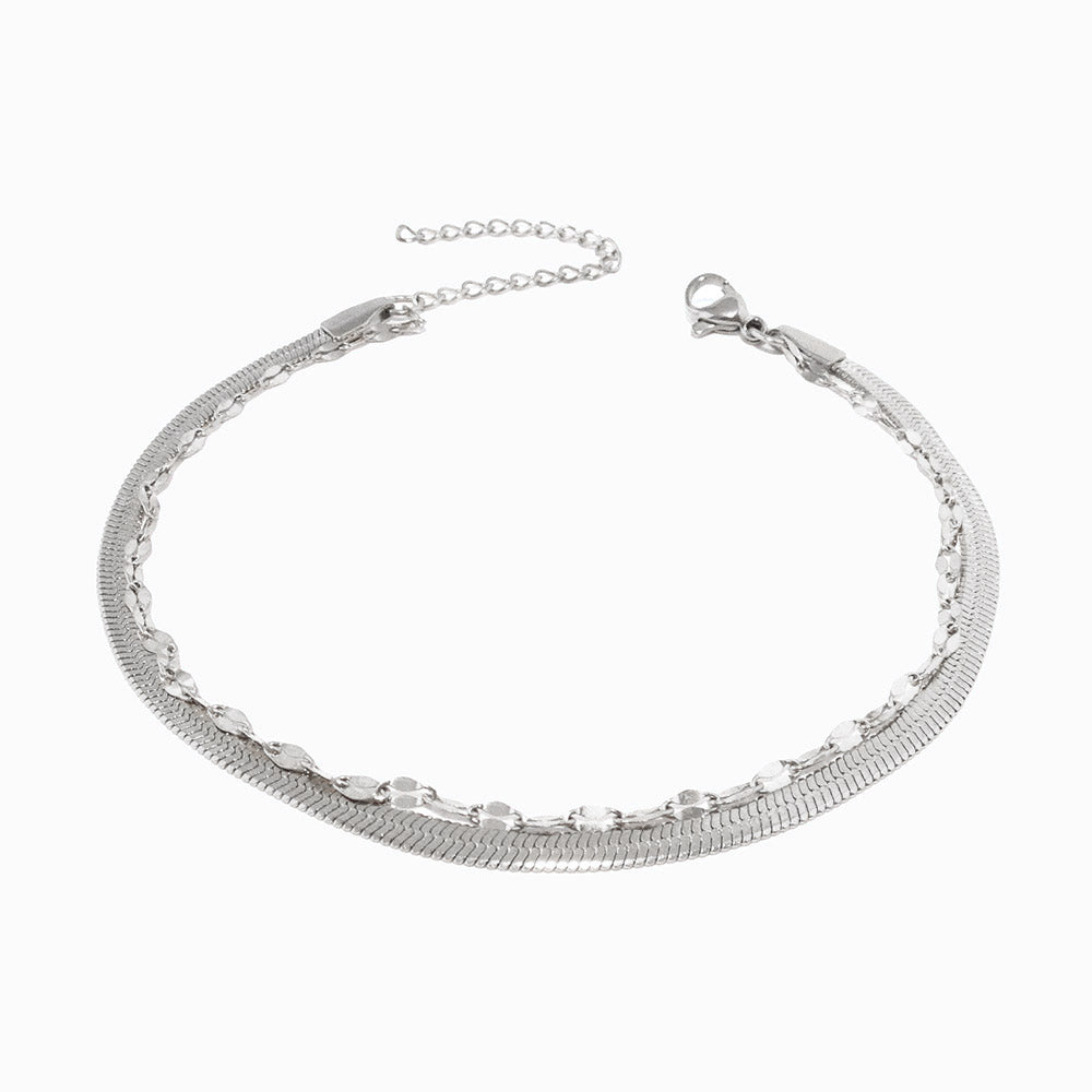 Pulseira Dupla em Aço Inoxidável 18+3cm