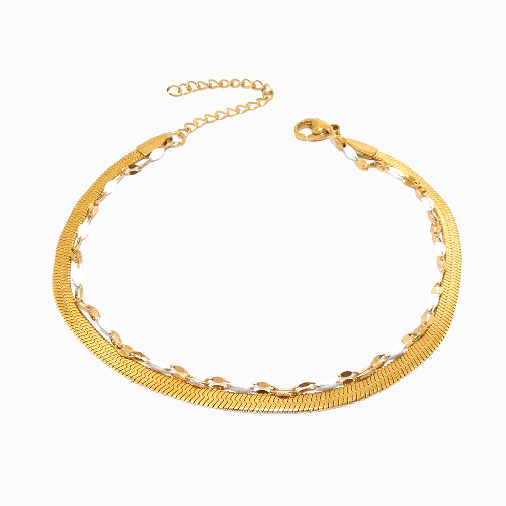 Pulseira Dupla em Aço Inoxidável 18+3cm