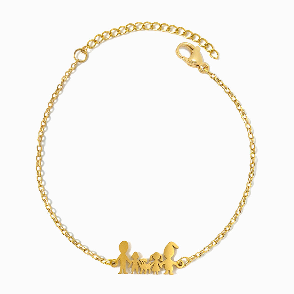 Pulseira Família com Cãozinho em Aço Inoxidável