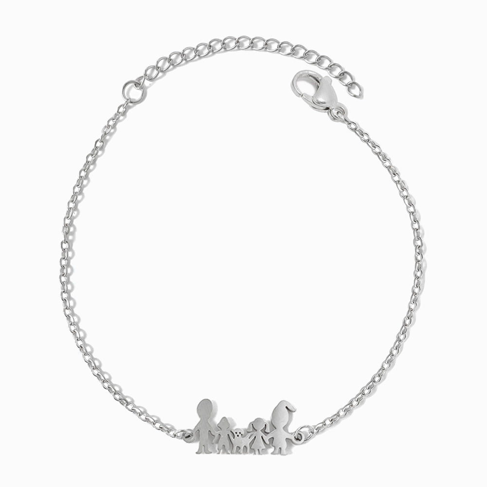 Pulseira Família com Cãozinho em Aço Inoxidável