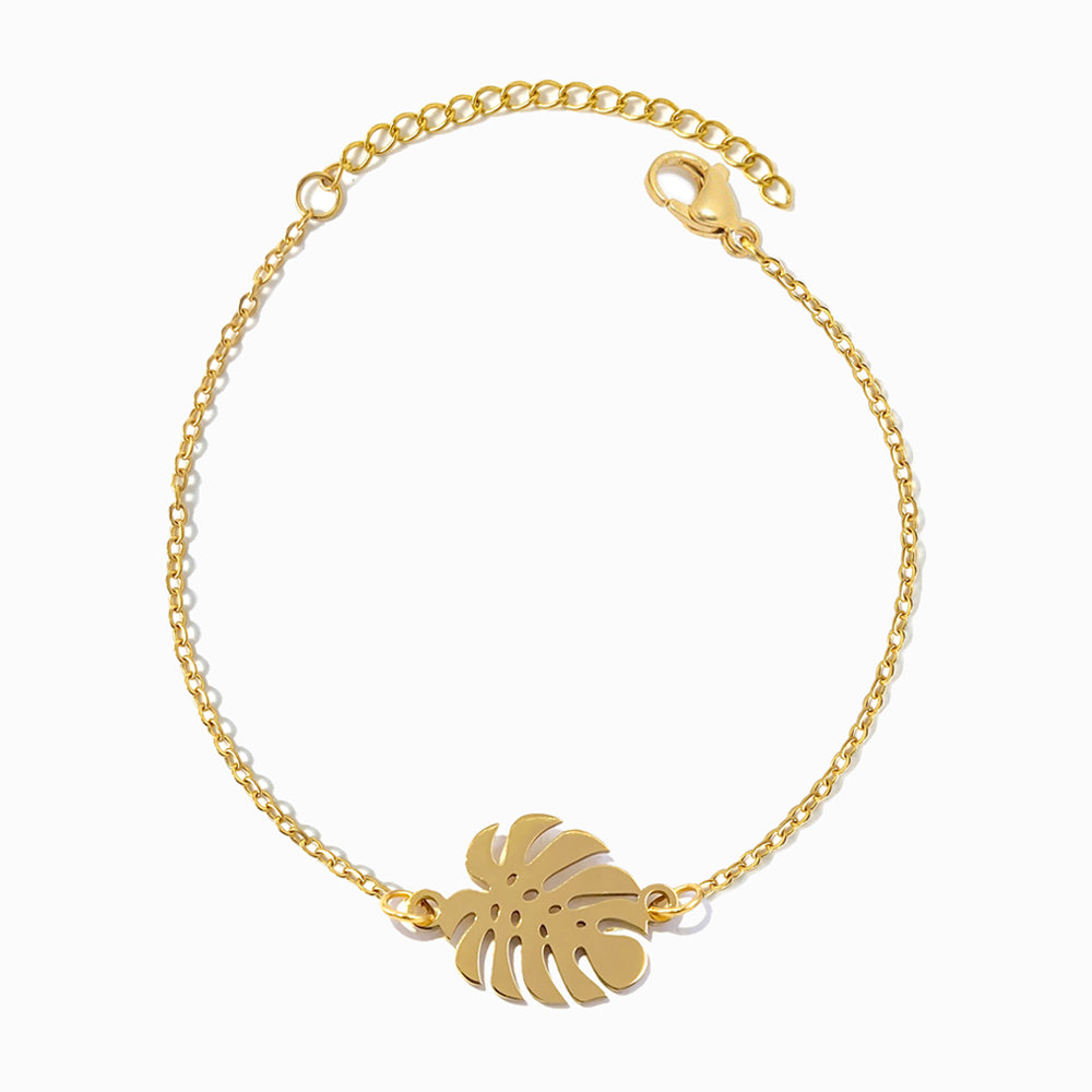 Pulseira Folha Palmeira em Aço Inoxidável