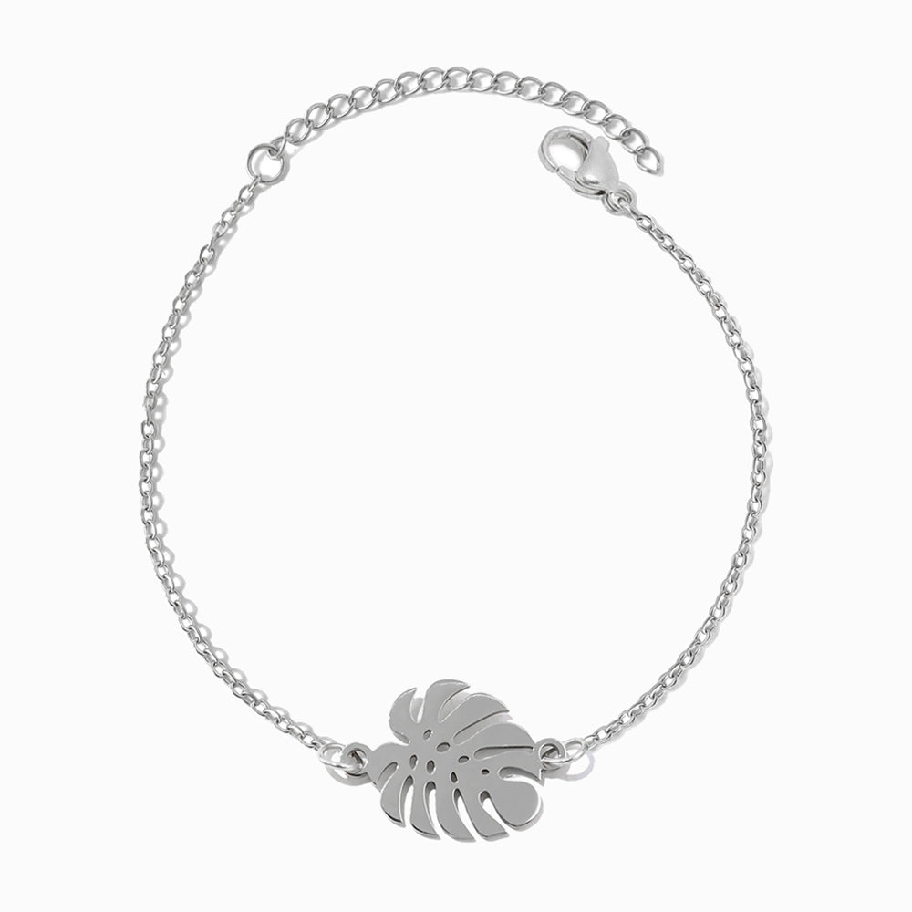 Pulseira Folha Palmeira em Aço Inoxidável