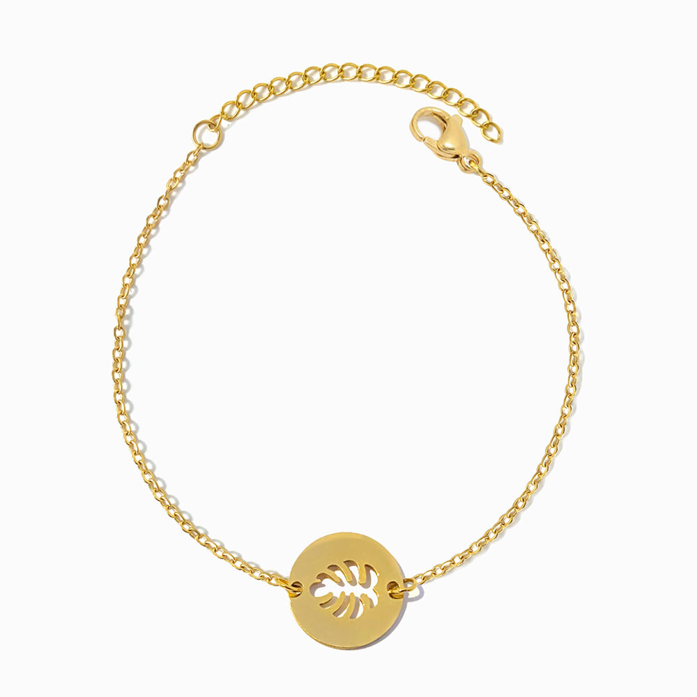Pulseira Folha de Palmeira em Aço Inoxidável