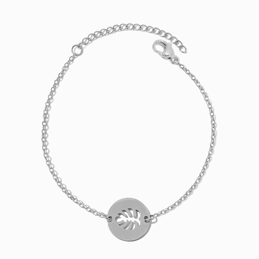 Pulseira Folha de Palmeira em Aço Inoxidável