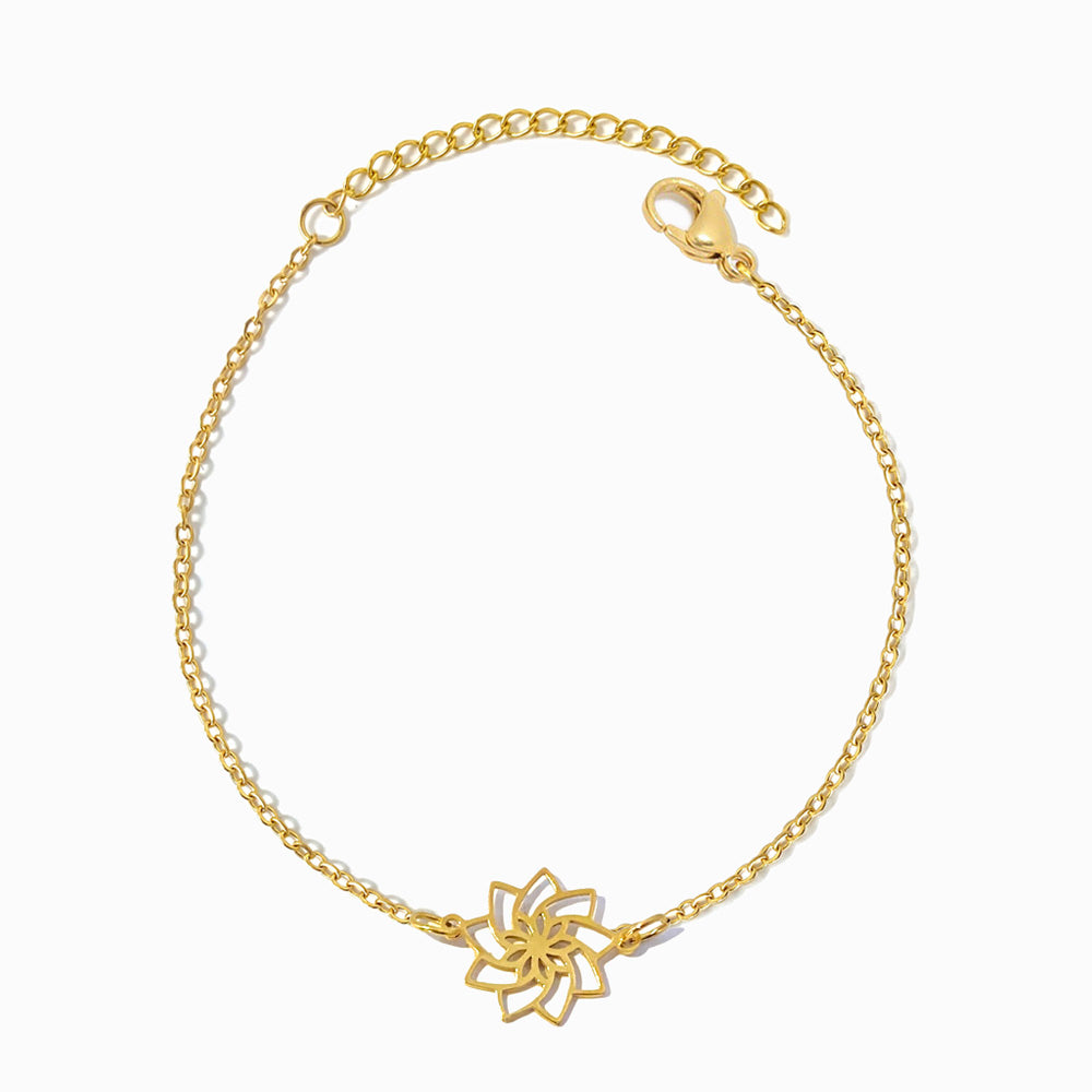 Pulseira Flor de Lótus em Aço Inoxidável