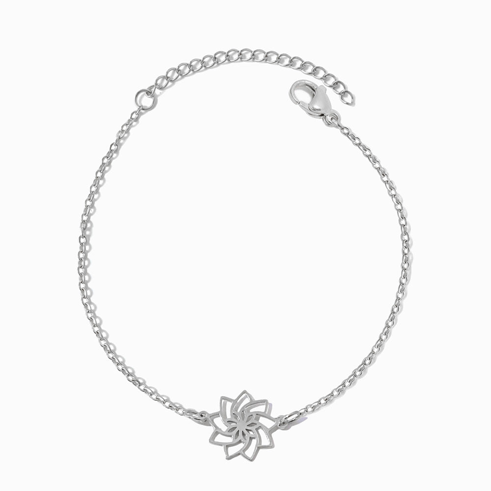Pulseira Flor de Lótus em Aço Inoxidável