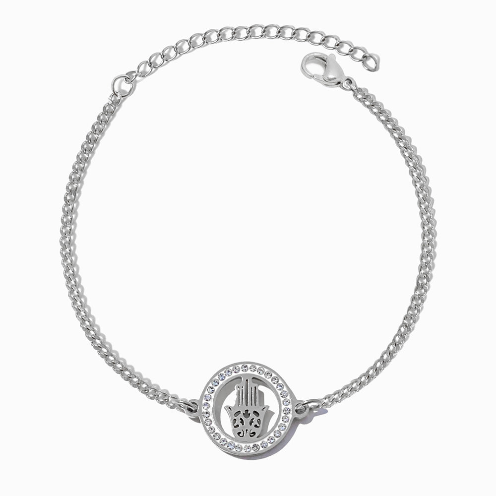 Pulseira Mão de Fátima em Aço Inoxidável