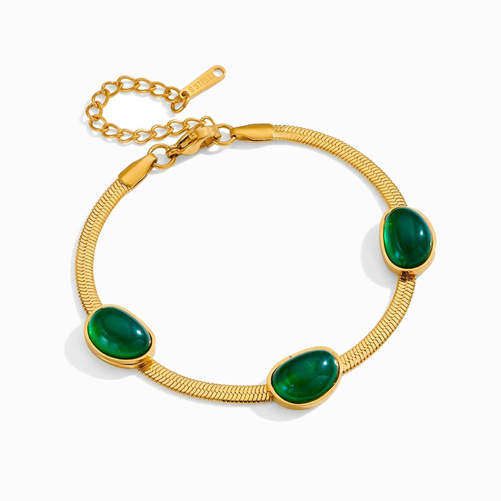Pulseira Malha Snake Esmeralda em Aço Inoxidável