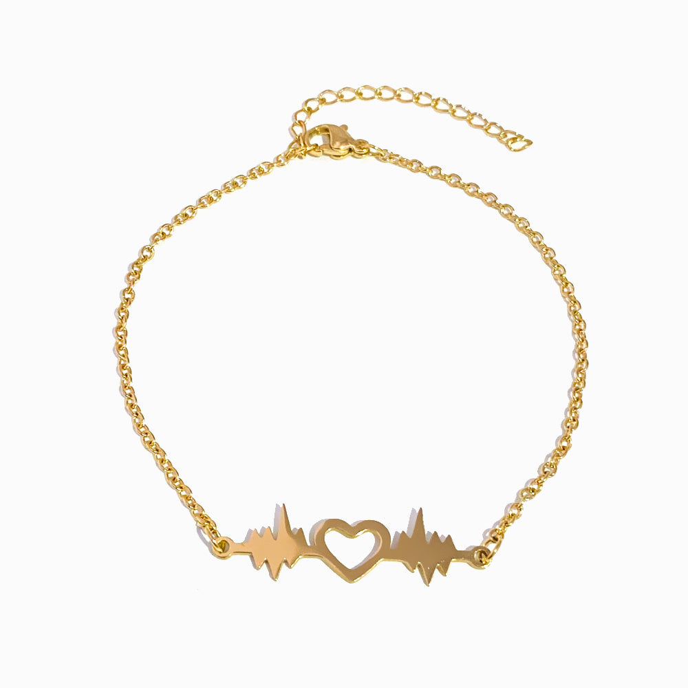 Pulseira com Coração - Aço Inoxidável