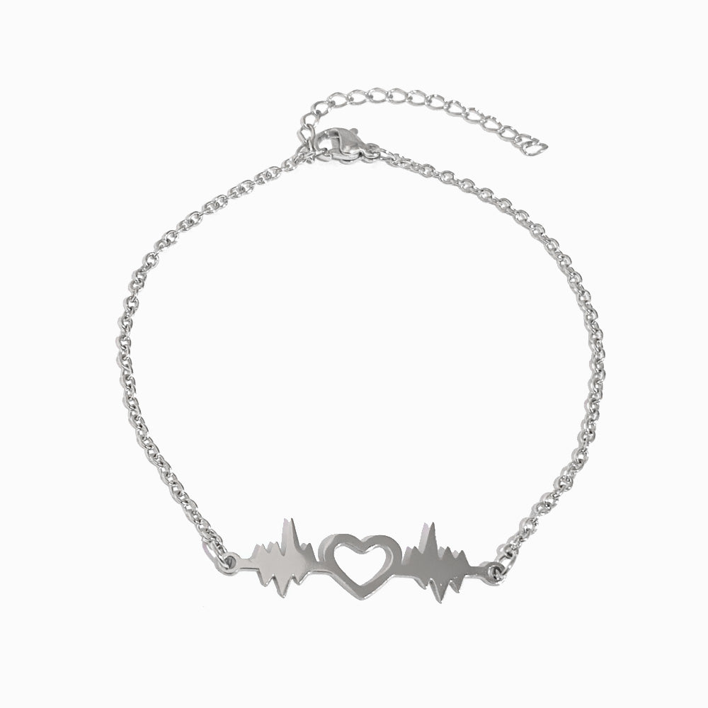 Pulseira com Coração - Aço Inoxidável
