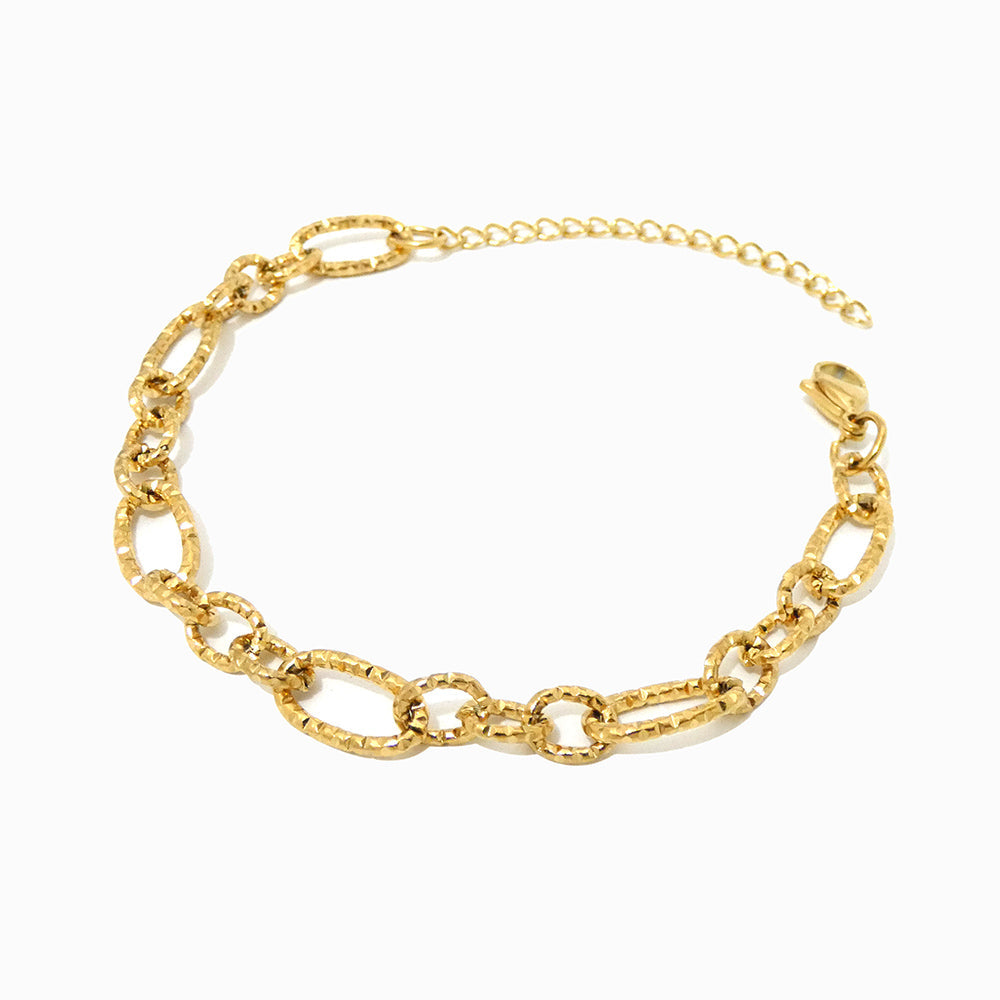 Pulseira Elo com Detalhes em Aço Inoxidável