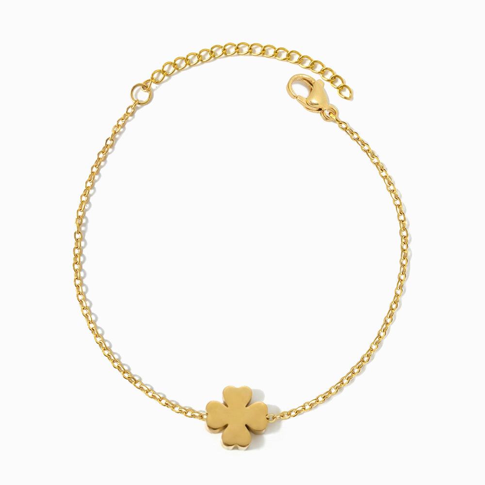 Pulseira Trevo de Quatro Folhas em Aço Inoxidável
