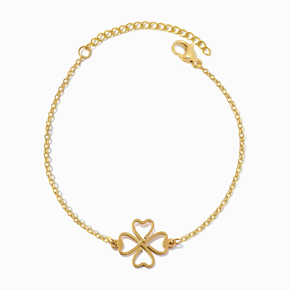 Pulseira Trevo de Coração em Aço Inoxidável