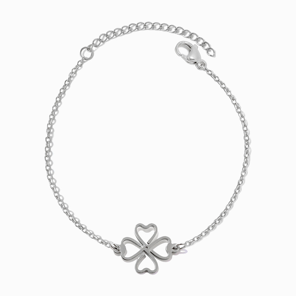 Pulseira Trevo de Coração em Aço Inoxidável