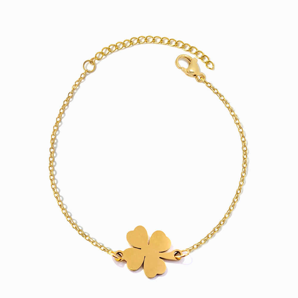 Pulseira Trevo de Coração em Aço Inoxidável