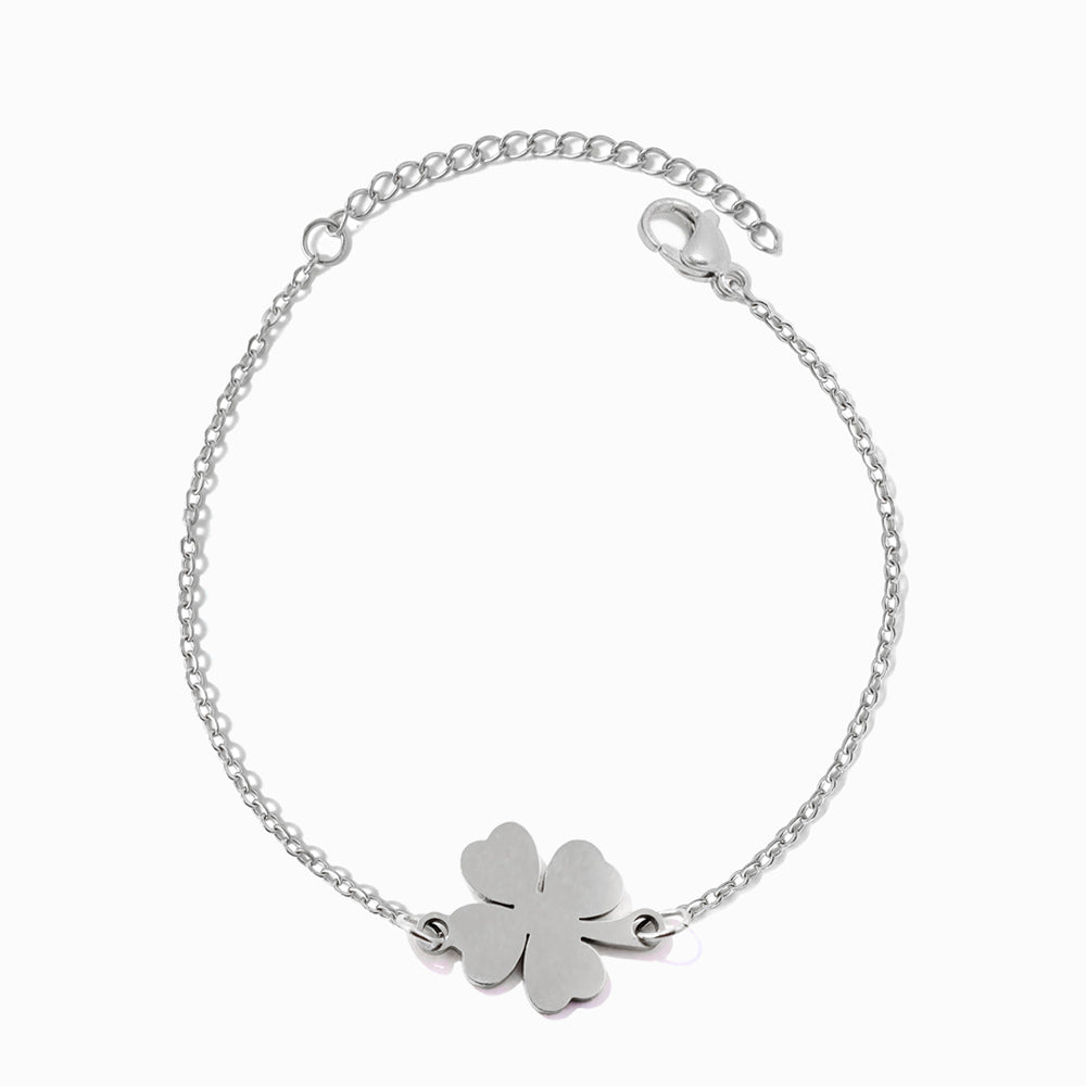 Pulseira Trevo de Coração em Aço Inoxidável