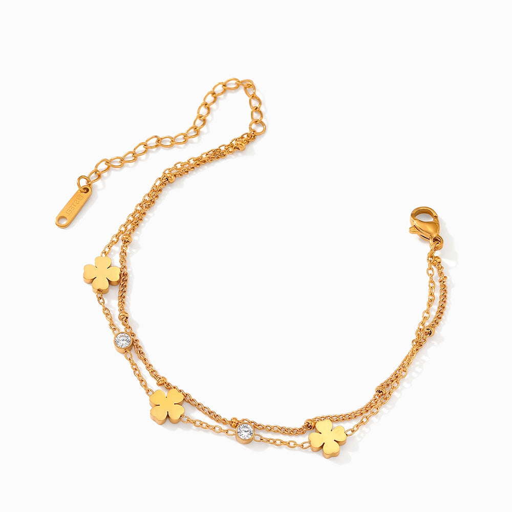 Pulseira Trevo de Coração em Aço Inoxidável