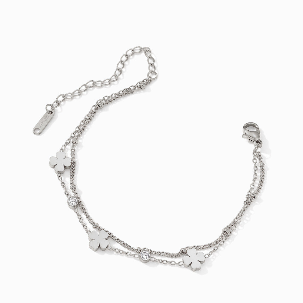 Pulseira Trevo de Coração em Aço Inoxidável