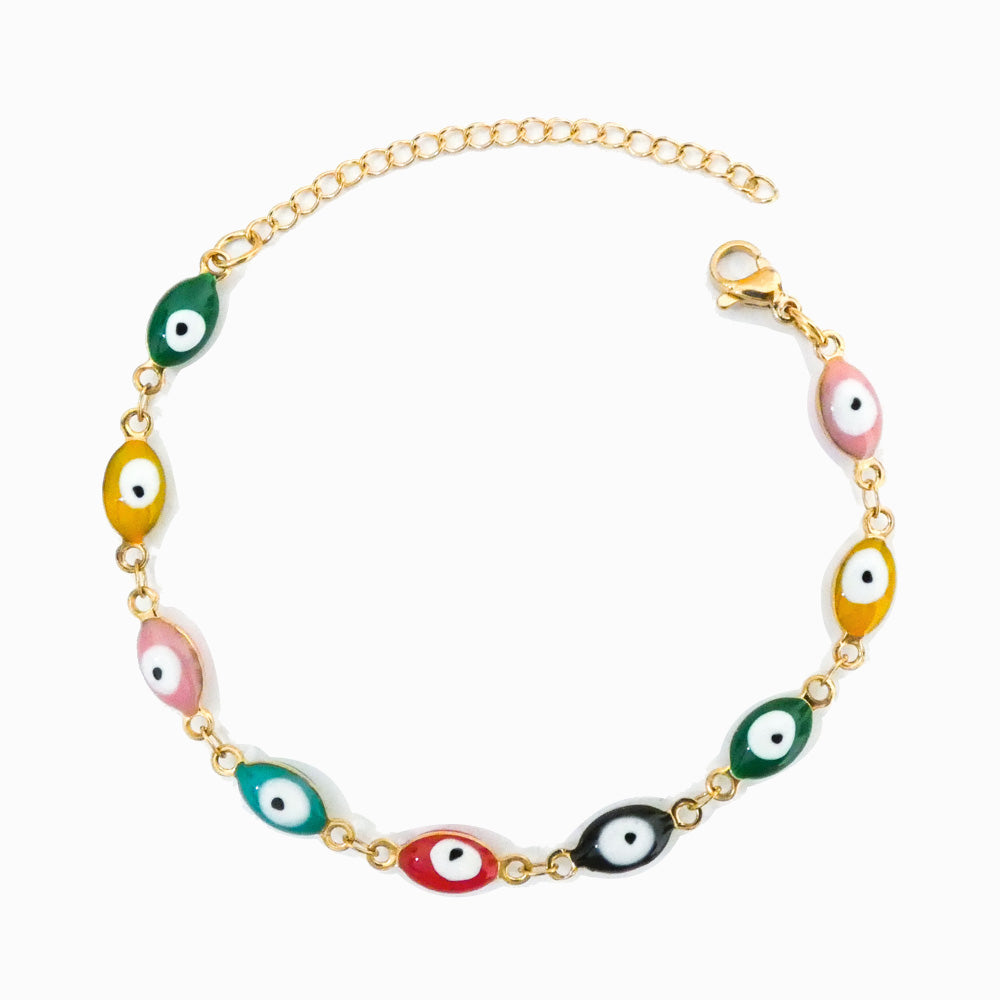 Pulseira com Olho Turco em Aço Inoxidável