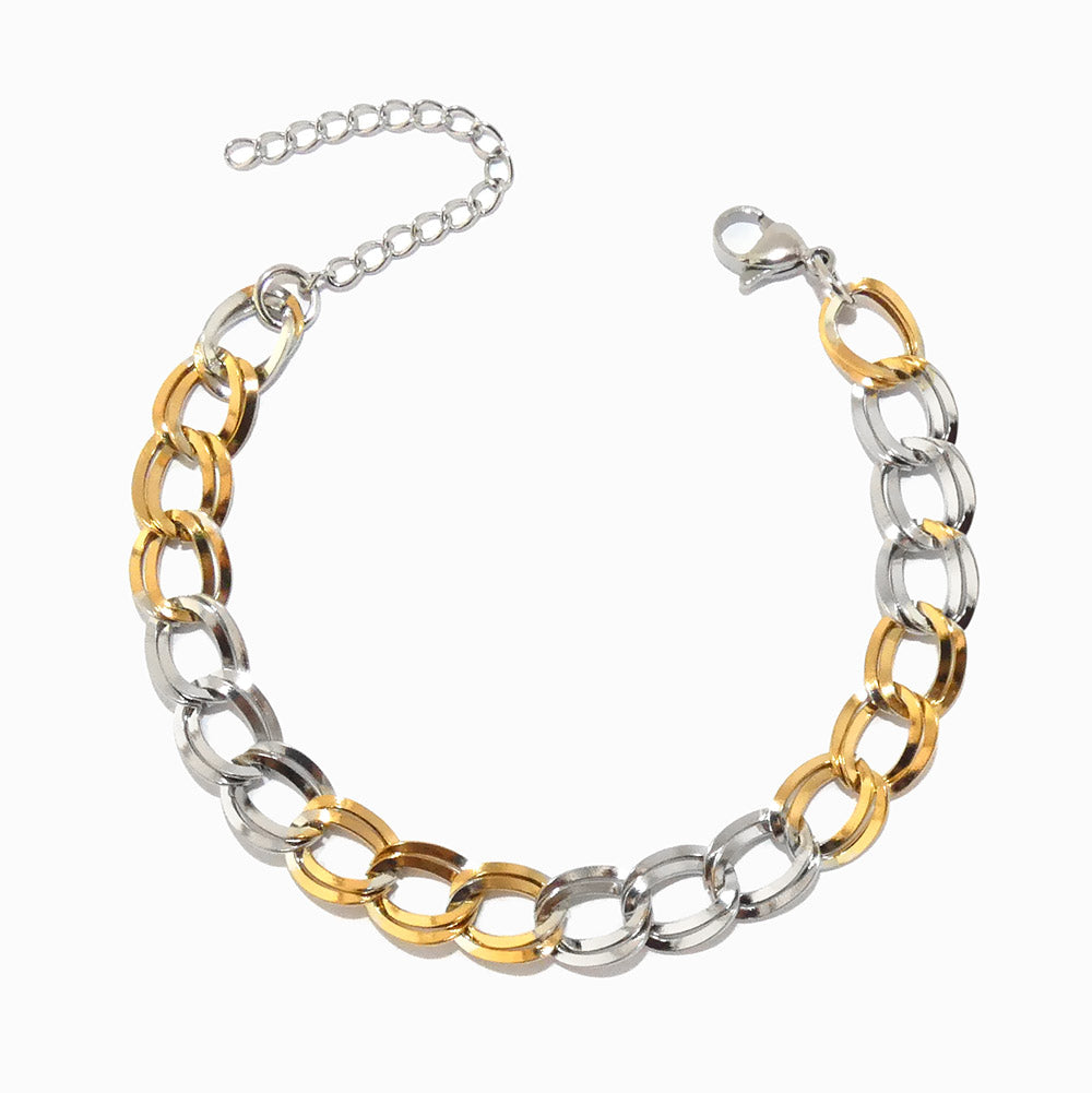 Pulseira Bicolor em Aço Inoxidável