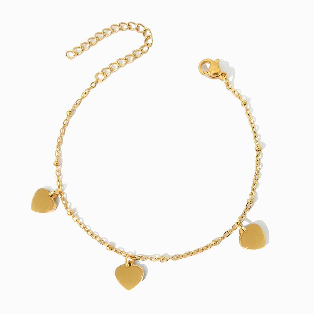 Pulseira Minimalista com Corações Sorraia em aço inoxidável — Jóias Ibéricas