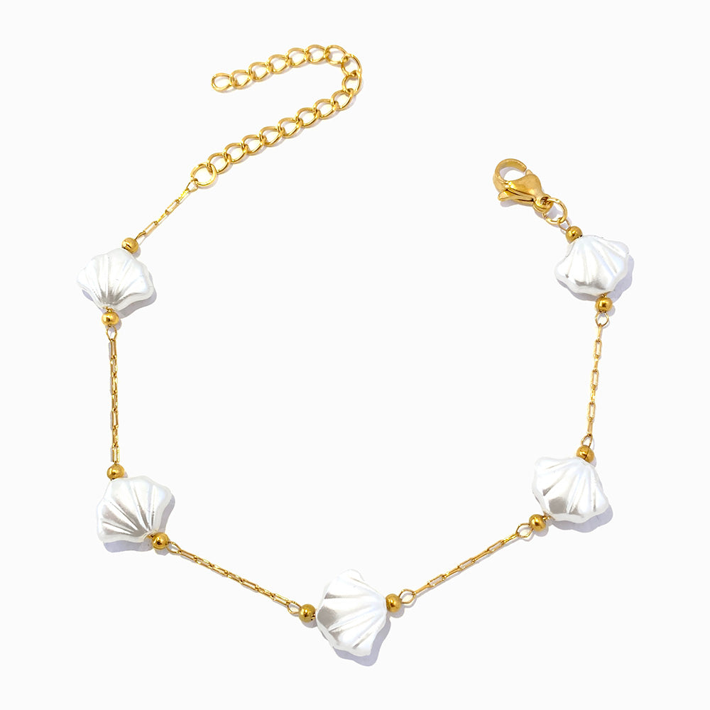 Pulseira com Pérolas Barrocas Concha - Aço Inoxidável