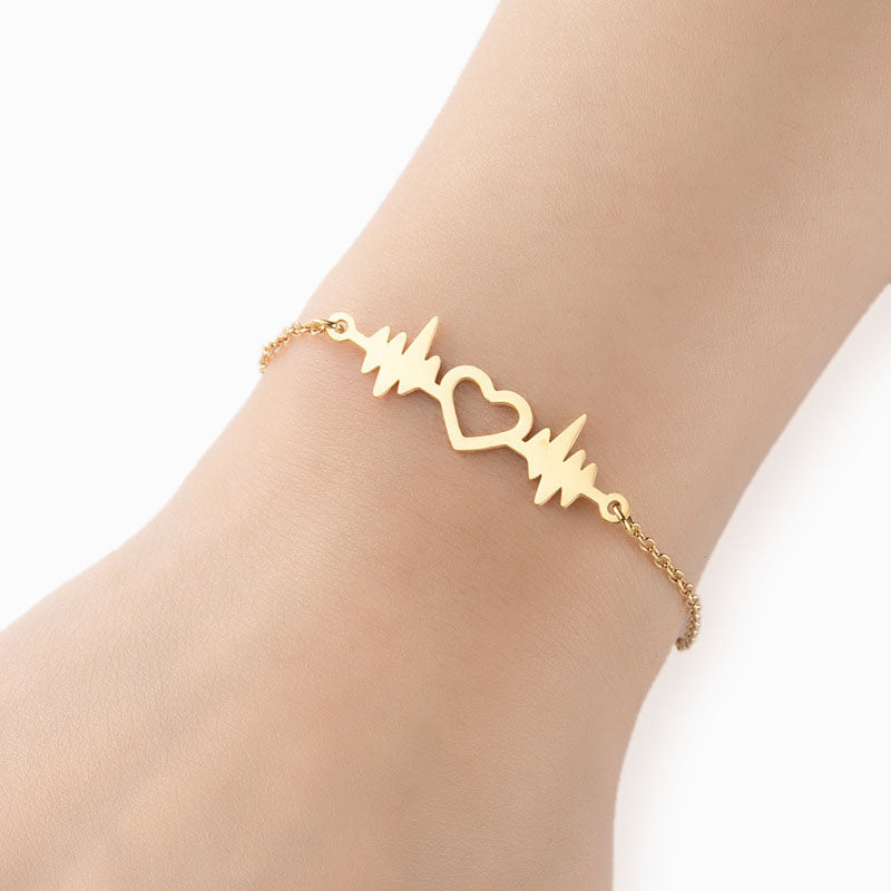 Pulseira com Coração - Aço Inoxidável