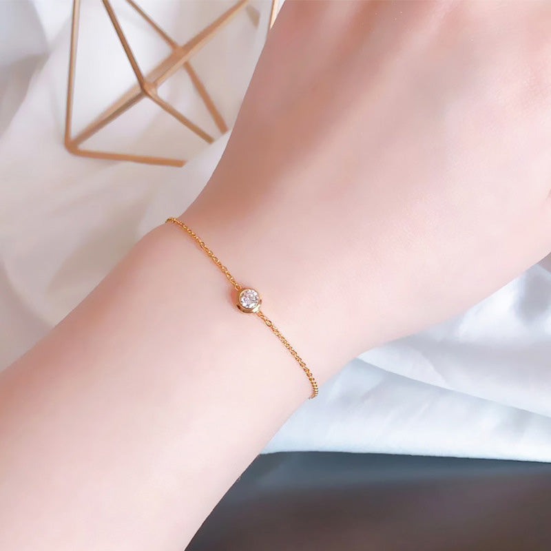 Pulseira com Brilhante em Aço Inoxidável