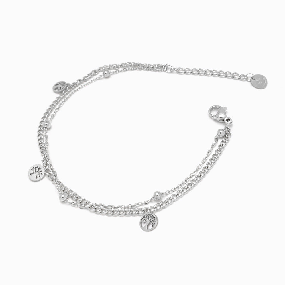 Pulseira Dupla Árvore da Vida em Aço Inoxidável