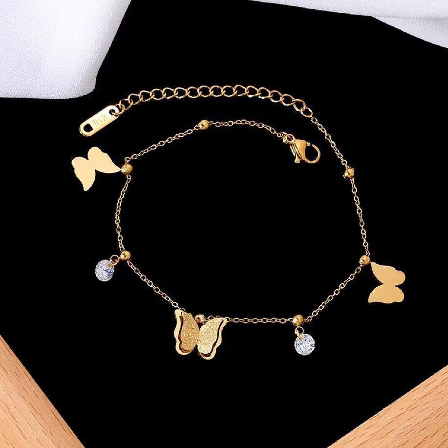 Pulseira Borboletas em Aço Inoxidável