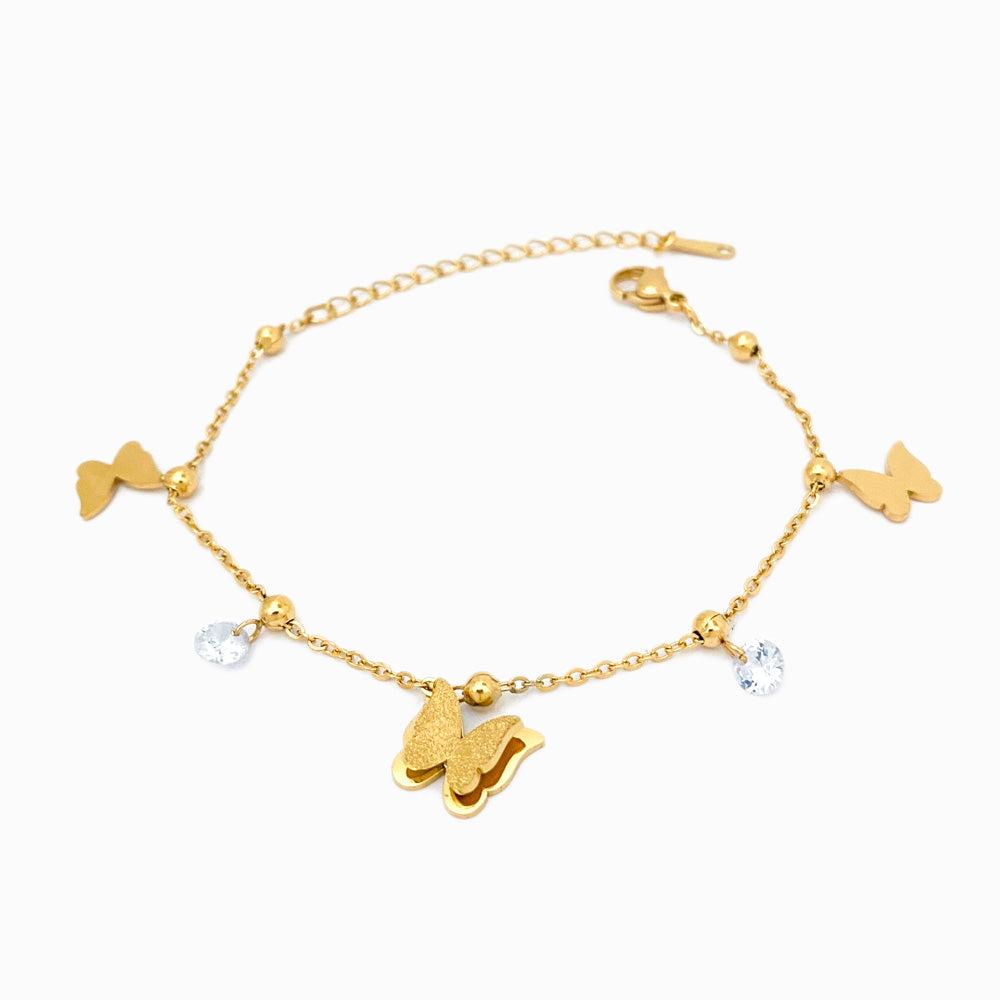 Pulseira Borboletas em Aço Inoxidável